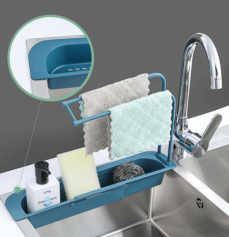 Telescopic Sink Storage Rack Holder The retractable design