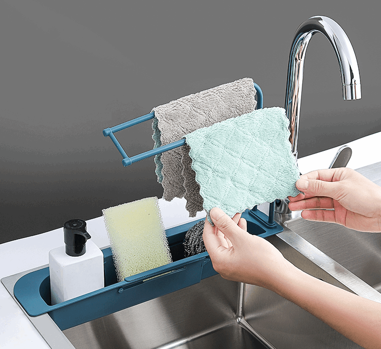 Telescopic Sink Storage Rack Holder The retractable design